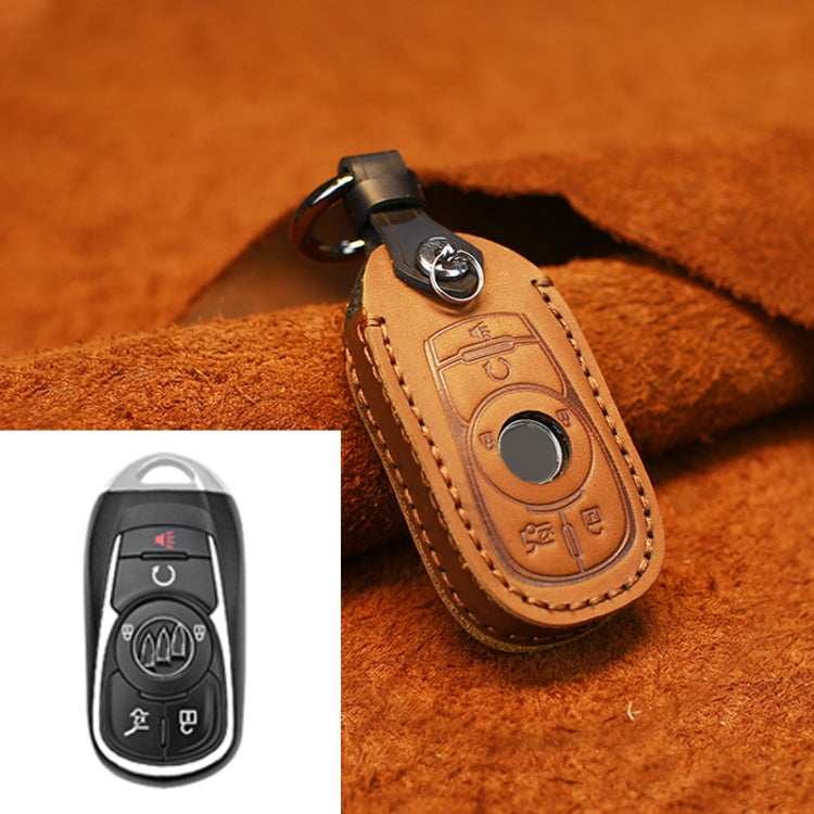 For Buick Car Cowhide Leather Key Protective Cover Key Case, Six Keys Version (Brown)