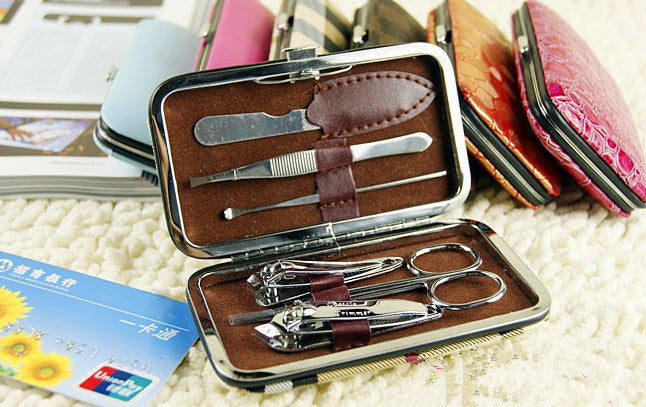 6 in 1 Make-up Manicure Tool Set with Leather Protective Case