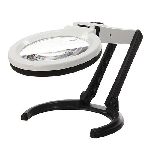 2 x 120mm Foldable Desk-type Handheld 10 LED Lighted Lamp Magnifier