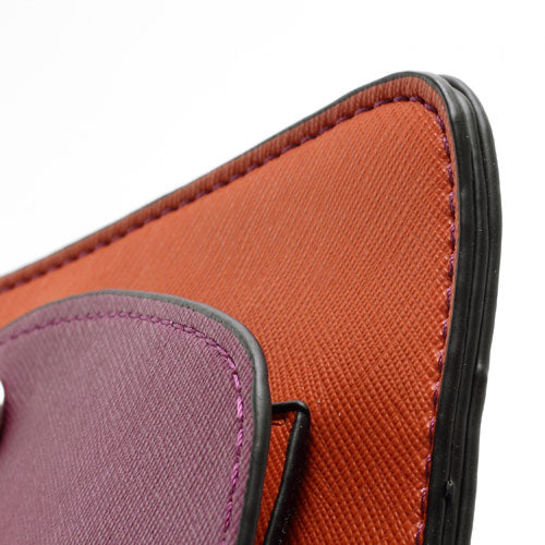 Two-tone Mini Woman Leather Purse Bag w/ Wrist Strap & Shoulder Strap for Samsung Galaxy S4 i9500 / S3 i9300 / Note 2 N7100 - Purple