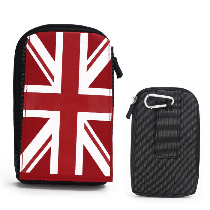 Union Jack Carabiner Pouch Bag for Samsung Galaxy Note 2 N7100 / N7000 / I717 / Digi Camera - Red