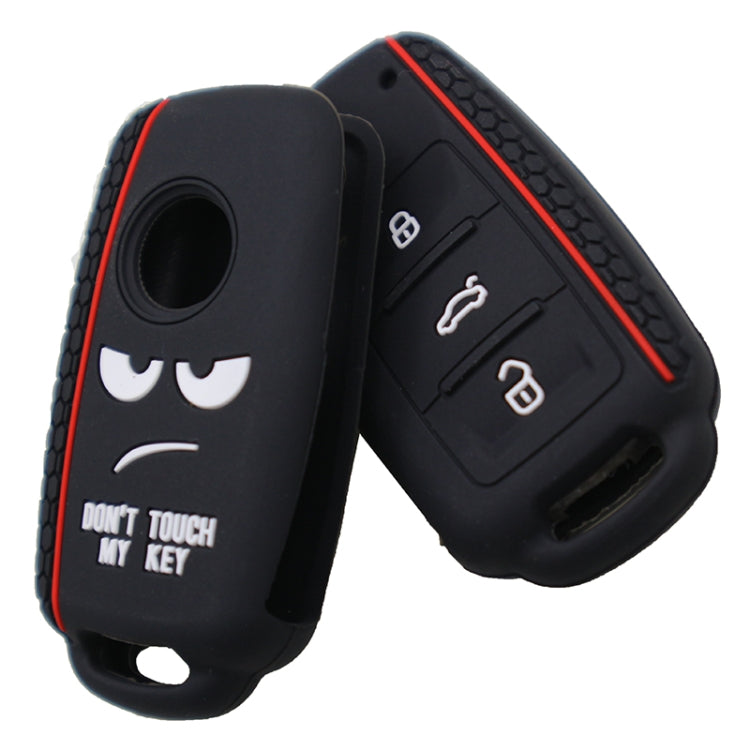 Do not Touch My Key Style Silicone Car Key Cover for Volkswagen Jetta Polo Passat Skoda Tiguan Golf(Black)