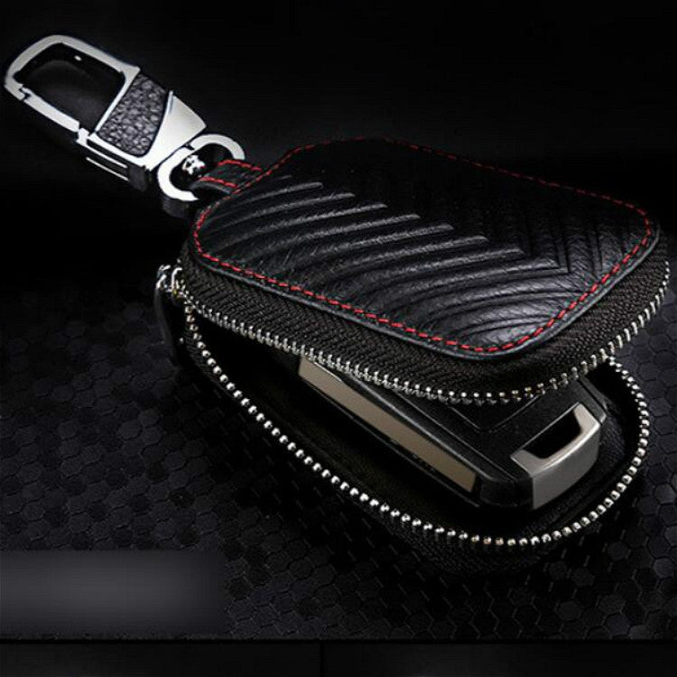 Multifunctional Hook Up Leather Car Key Bag(Black)