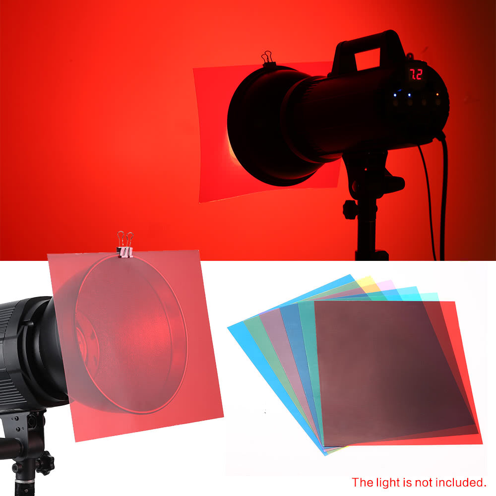 25x20cm Lighting Color Correction Gel Sheets Filter Set (6 Different Colors) for Flash Light Speedlite