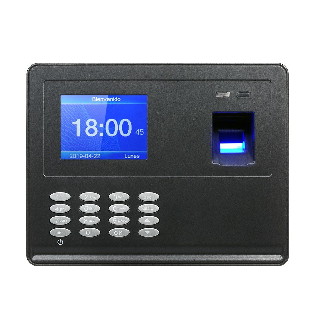 2.8inch TFT LCD Display Biometric USB Fingerprint Attendance Machine Time Clock Employee Checking-in Recorder - Black / EU Plug