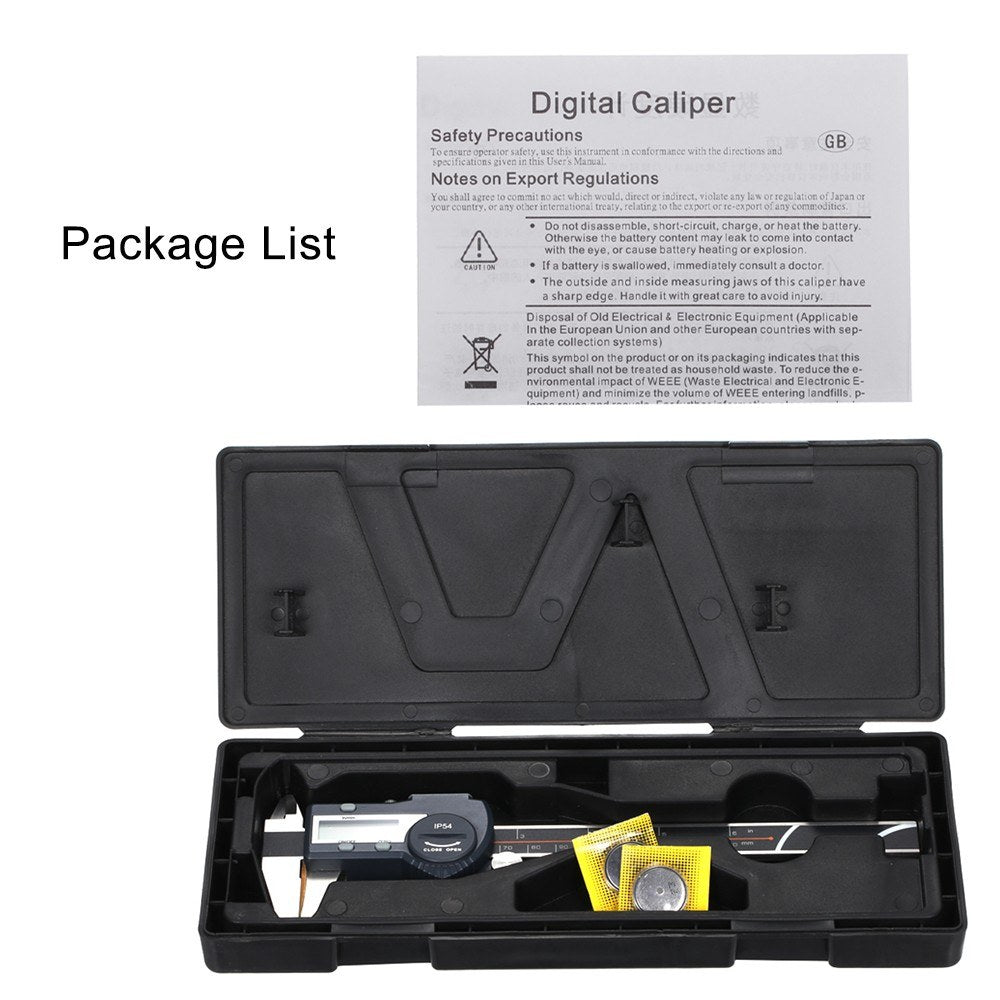 Digital Stainless Steel Caliper mm/inch LCD Display Vernier Caliper IP54  Waterproof - 0-300mm