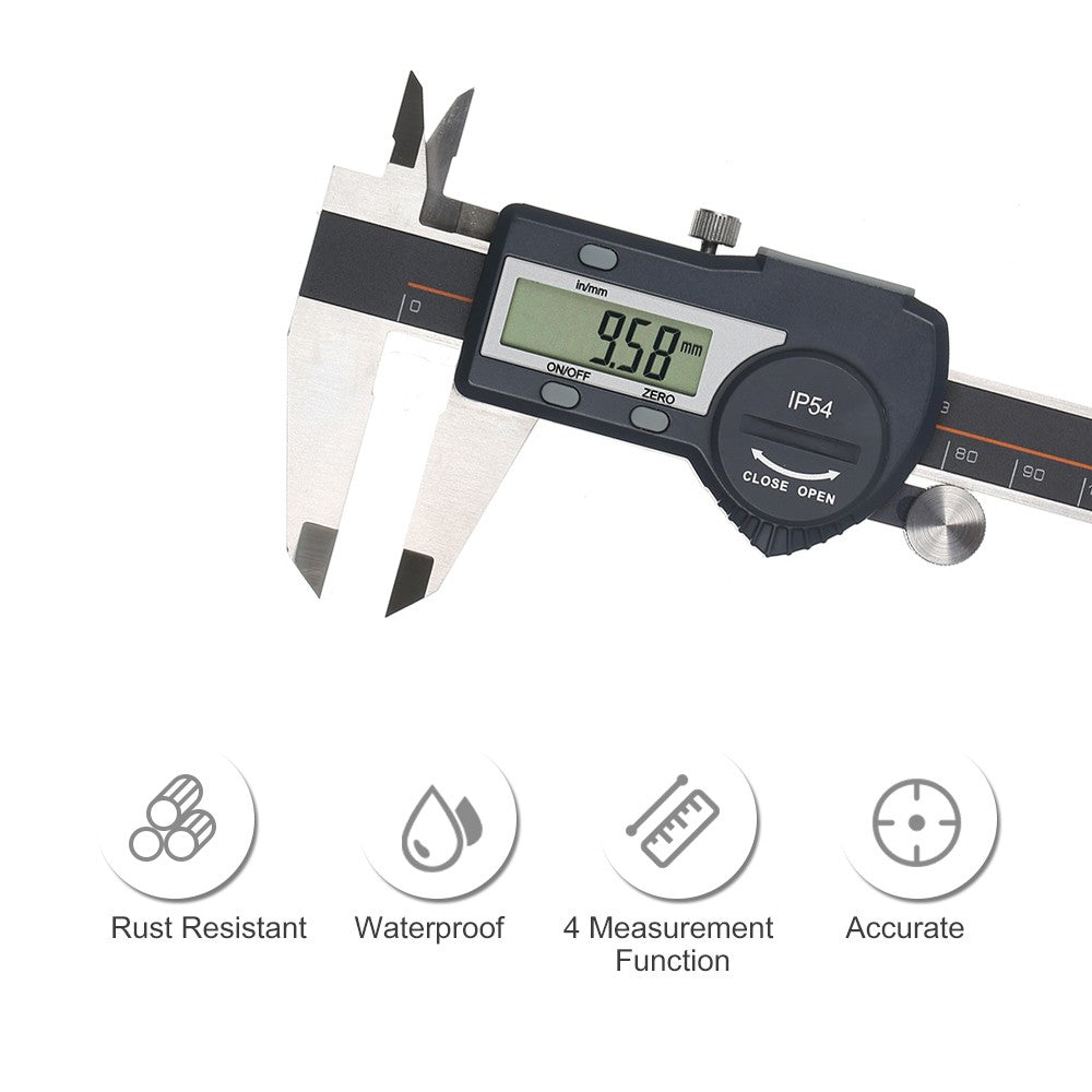 Digital Stainless Steel Caliper mm/inch LCD Display Vernier Caliper IP54  Waterproof - 0-100mm