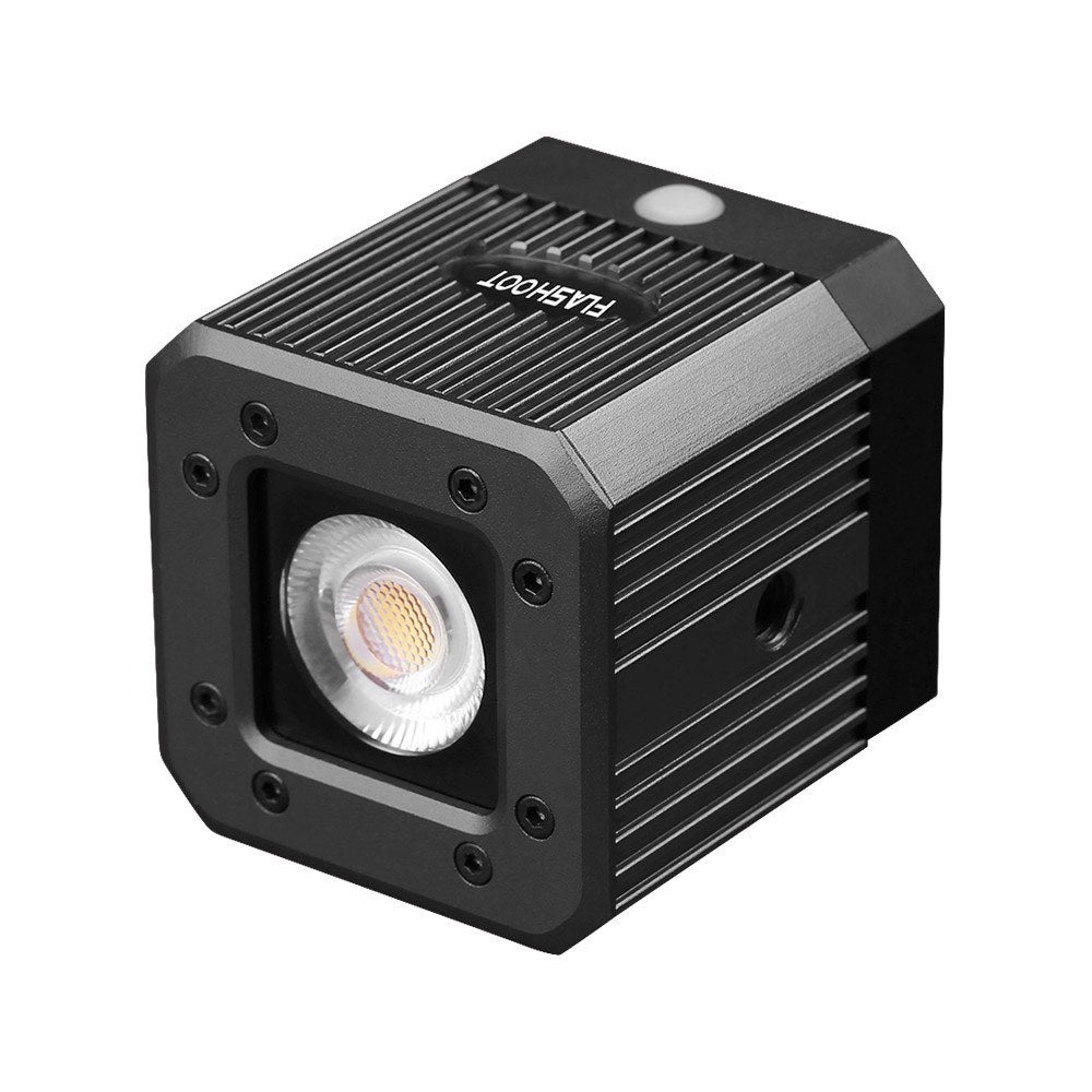 Waterproof Aluminum Alloy Cube LED Video Light 5600K Diving Fill Light Strobe Flash with 1/4 Inch Screw Hole - Black