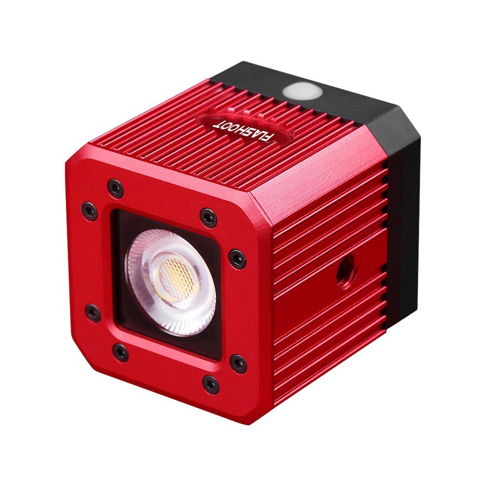 Waterproof Aluminum Alloy Cube LED Video Light 5600K Diving Fill Light Strobe Flash with 1/4 Inch Screw Hole - Red