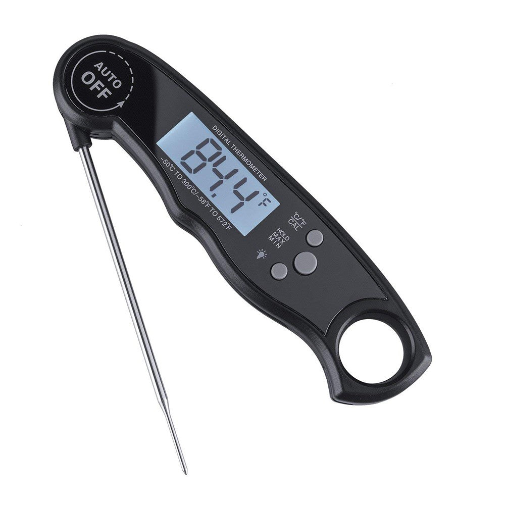 Waterproof Digital Instant Read Food Meat Thermometer with 4.7?Foldable Probe Calibration Function - Black