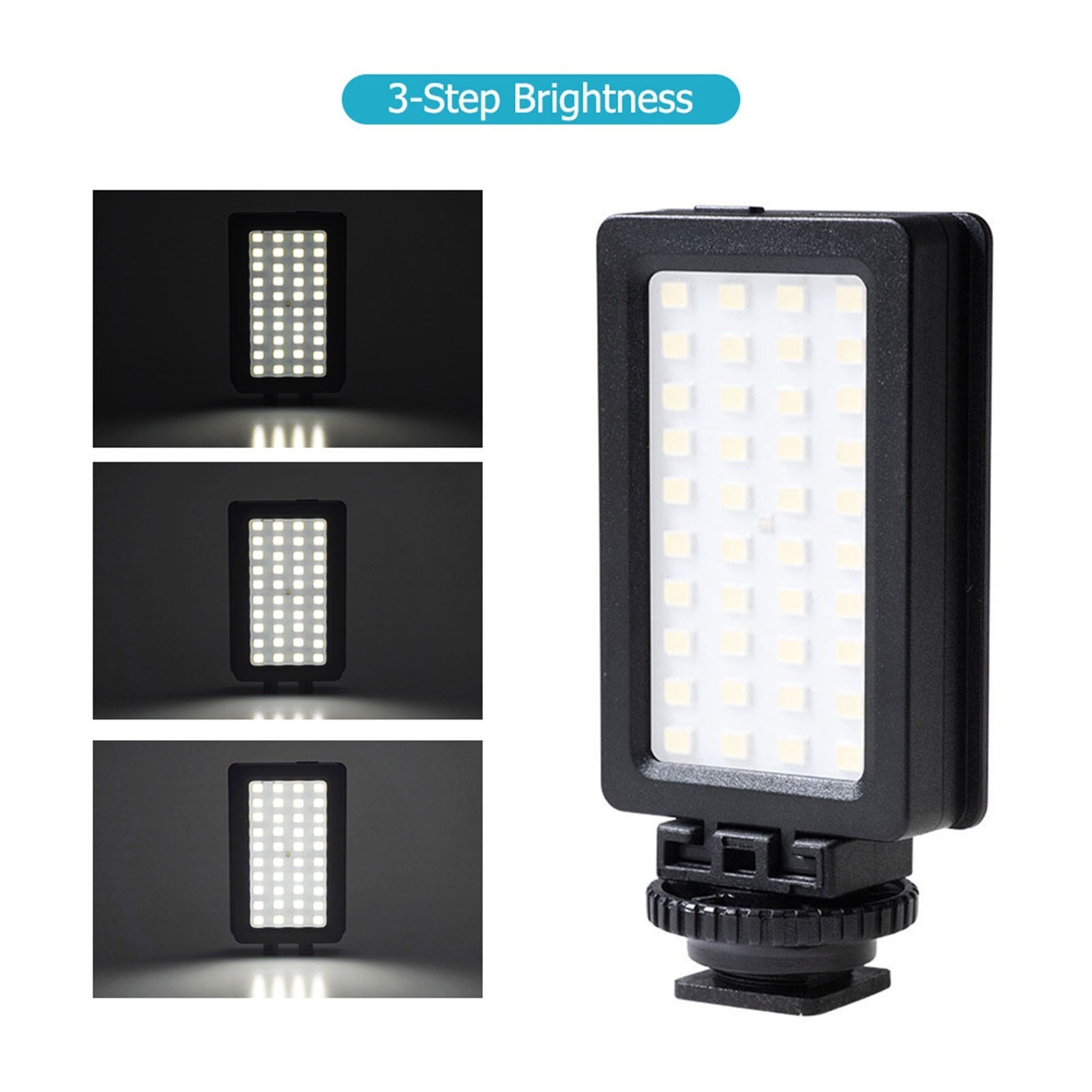 LED Video Light 5600K Dimmable LED Panel Portable Phone SLR Fill Light with Hot Shoe Adapter and 1/4 Inch Screw Hole for Wedding Photography Live Streaming