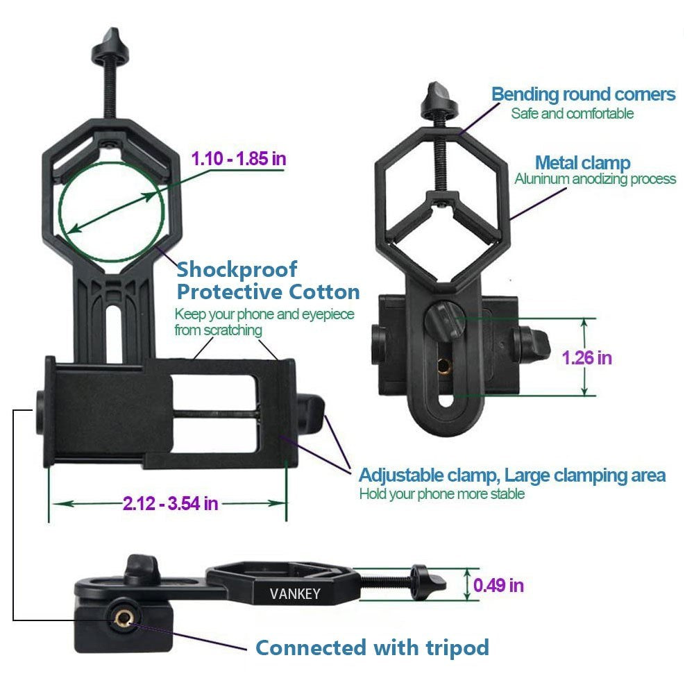 Cellphone Telescope Adapter Mount Bracket for Astronomical Binocular Monocular