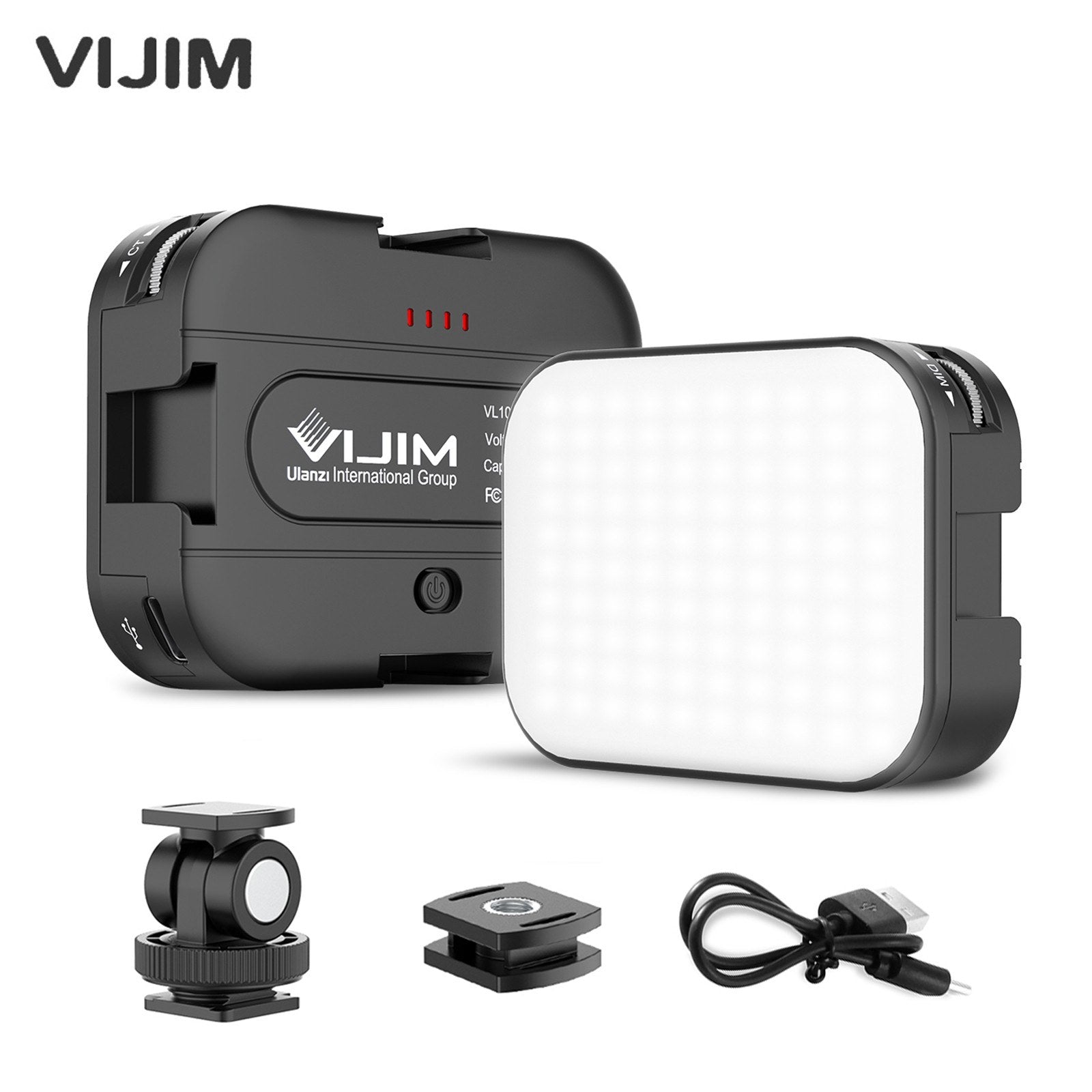 VIJIM VL100C Mini Video LED Light 6W CRI95 3200K-6500K Stepless Dimmable with Triple Cold Shoe Built-in Rechargeable 2000mAh Battery
