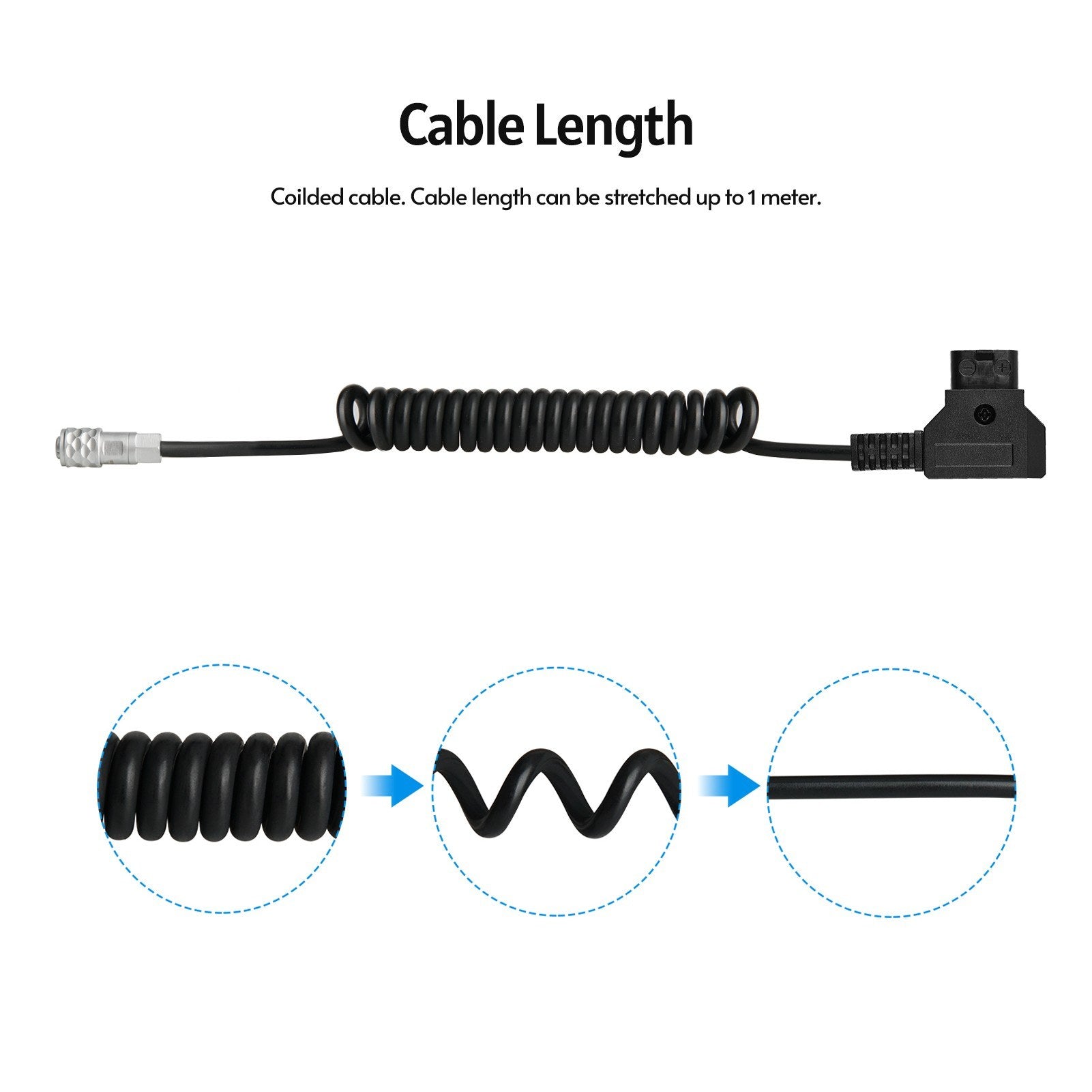 Coiled D-Tap to BMPCC 4K/6K Weipu Power Cable Compatible with Blackmagic Pocket Cinema Camera