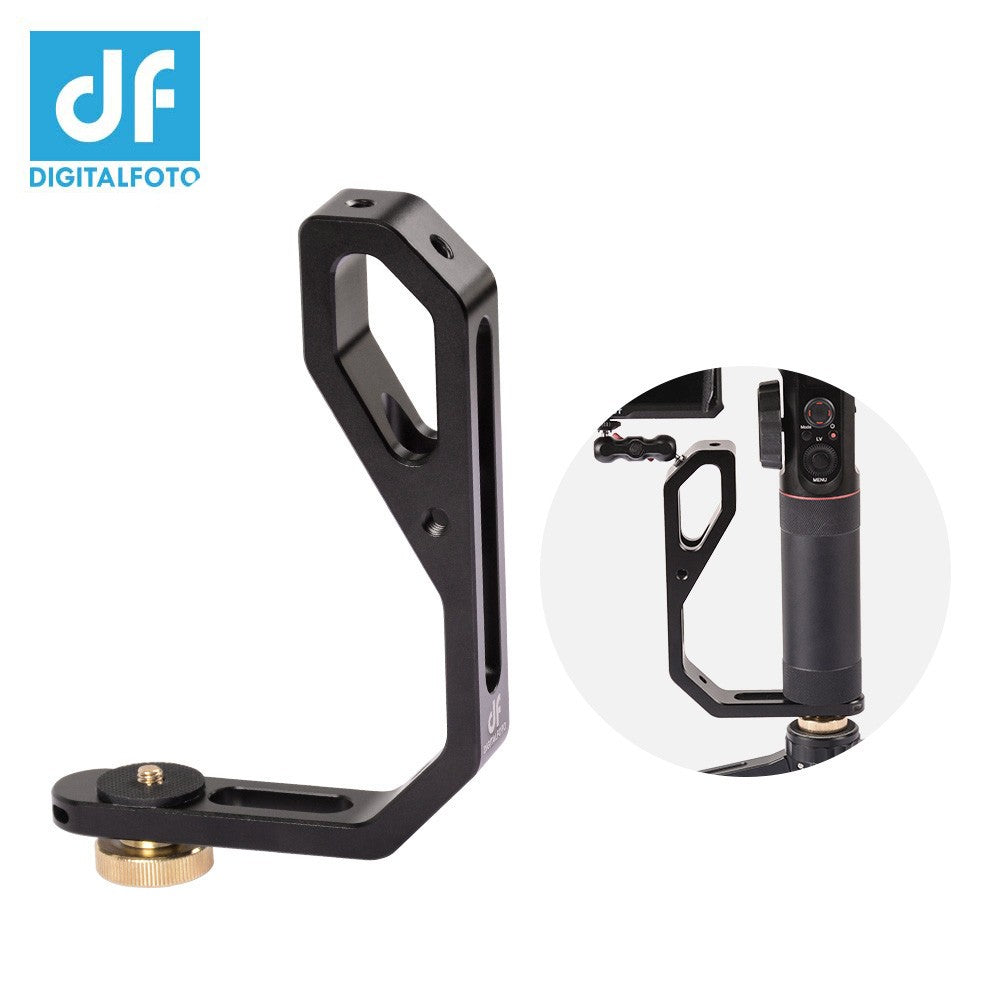 DF DIGITALFOTO M-0667 L-Shape Gimbal Stabilizer Bracket Holder with 3 Hot Shoe 1/4inch Screw Mount for Connecting Monitors Microphones LED Video Light for DJI Ronin-S Zhiyun Crane Series
