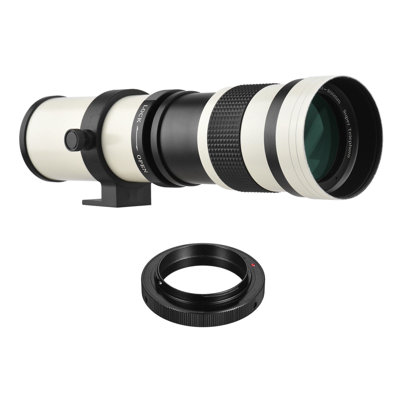 Camera MF Telephoto Zoom Lens Universal 1/4 Thread Replacement for Nikon AI-mount D50 D90 D5100 D7000 D3 D5100 D3100 D3000 D60 Cameras - White