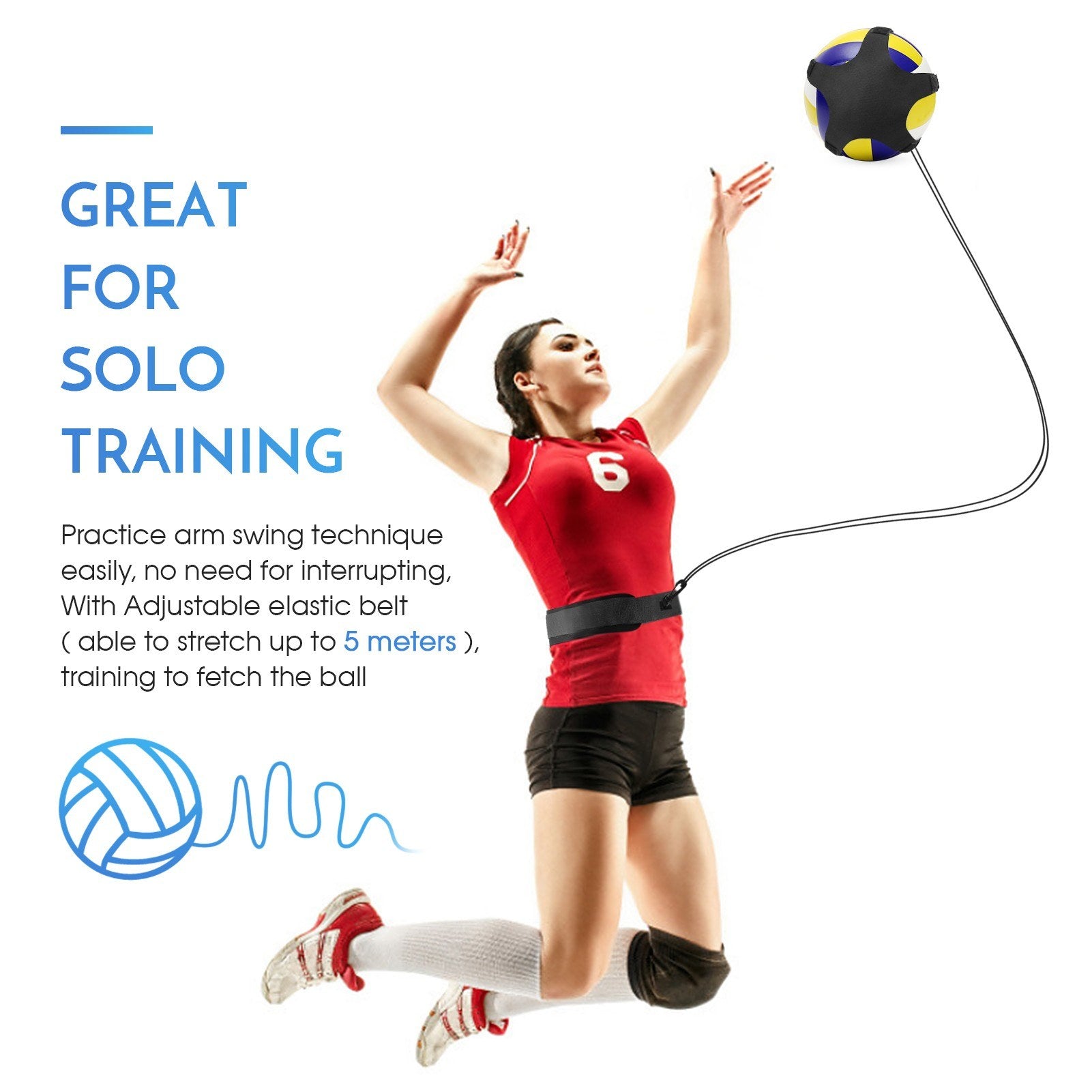 Volleyball Training Aid Solo Volleyball Training Belt Practice Trainer for Serving Setting Bumping Spiking Arm Swing