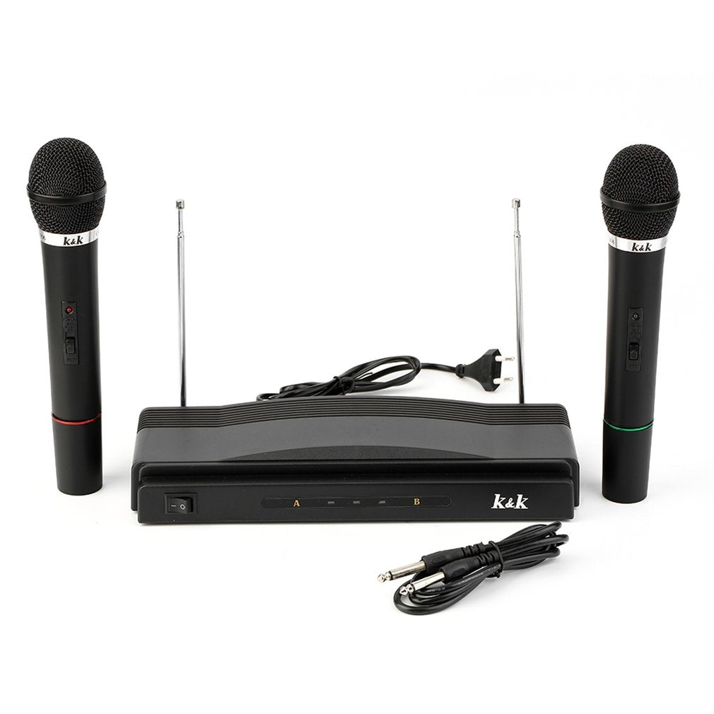 Professional Wireless Microphone System Dual Handheld Microphone Set for Home Bars Karaoke - EU Plug