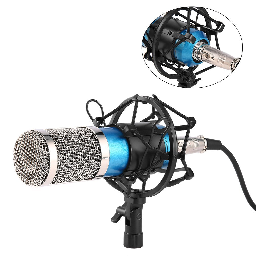 BM-800 Professional Studio Recording Broadcasting Condenser Microphone with Shockproof Mount - Blue / Silver