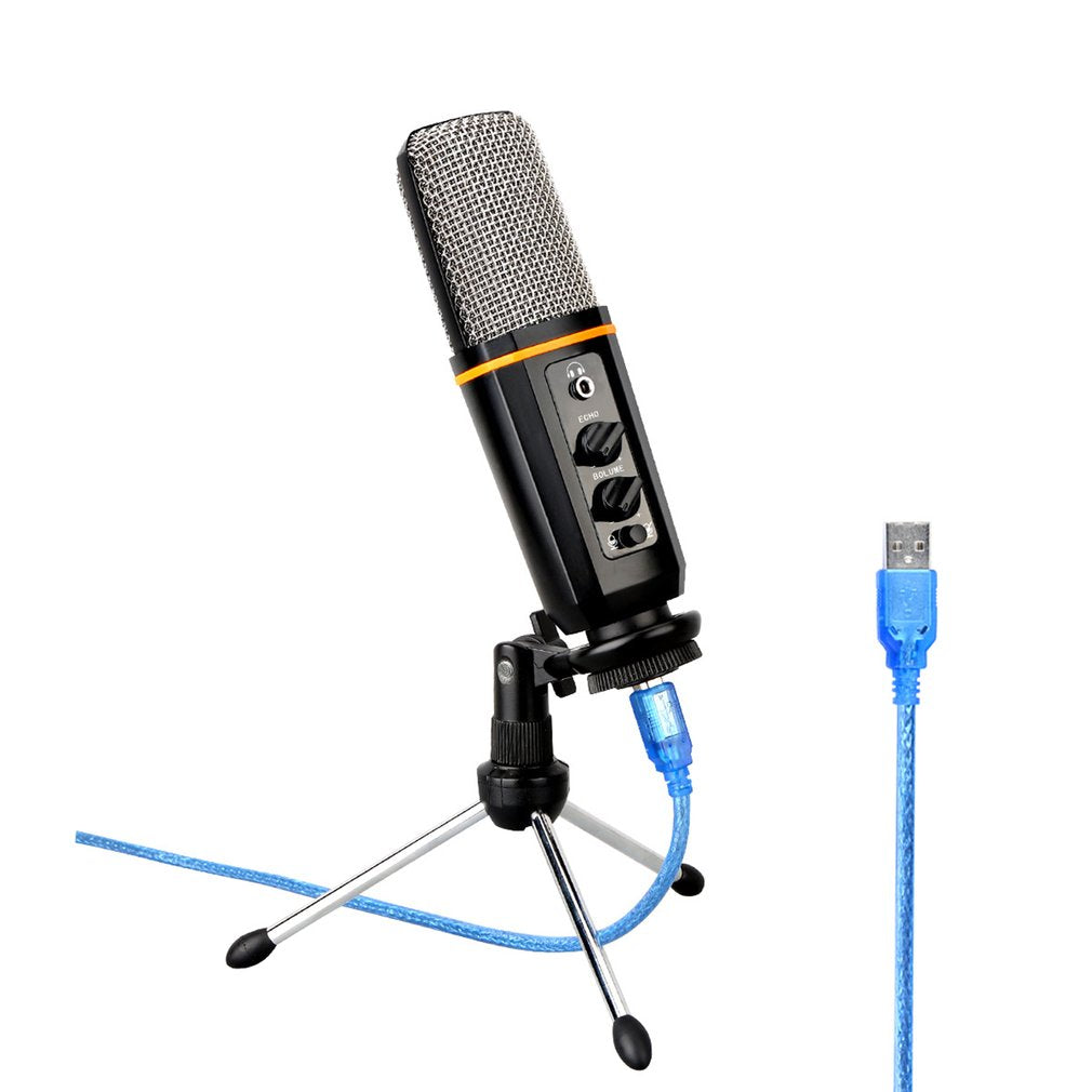 AK-6 USB Podcast Microphone Headphone Monitoring Vocal Condenser Mic with Tripod for PC
