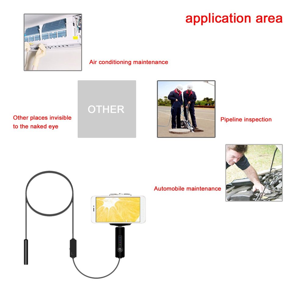8.0mm 1.3MP Wifi Endoscope Camera IP67 Borescope Camera for Android iPhone