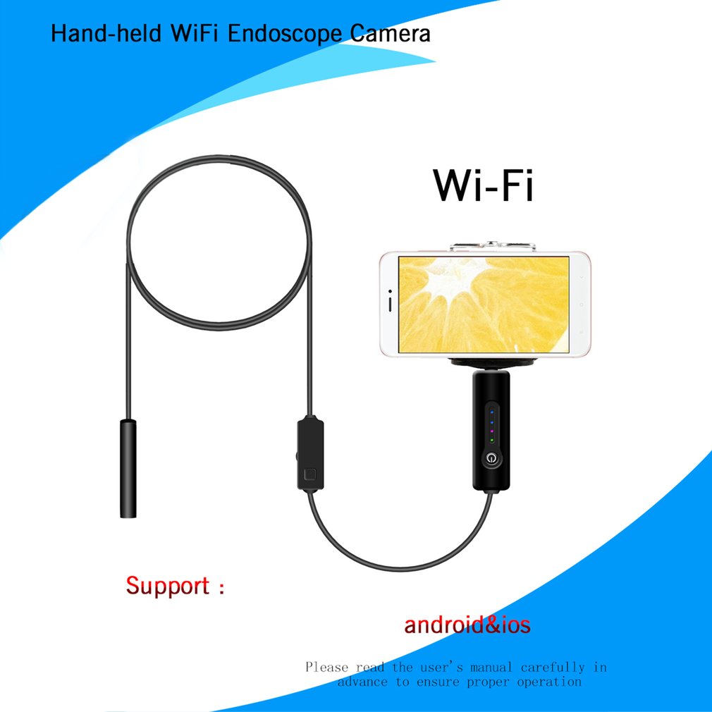 5.5mm 0.3 MP Phone Wifi Endoscope Camera IP67 Waterproof Tube Pipe Borescope
