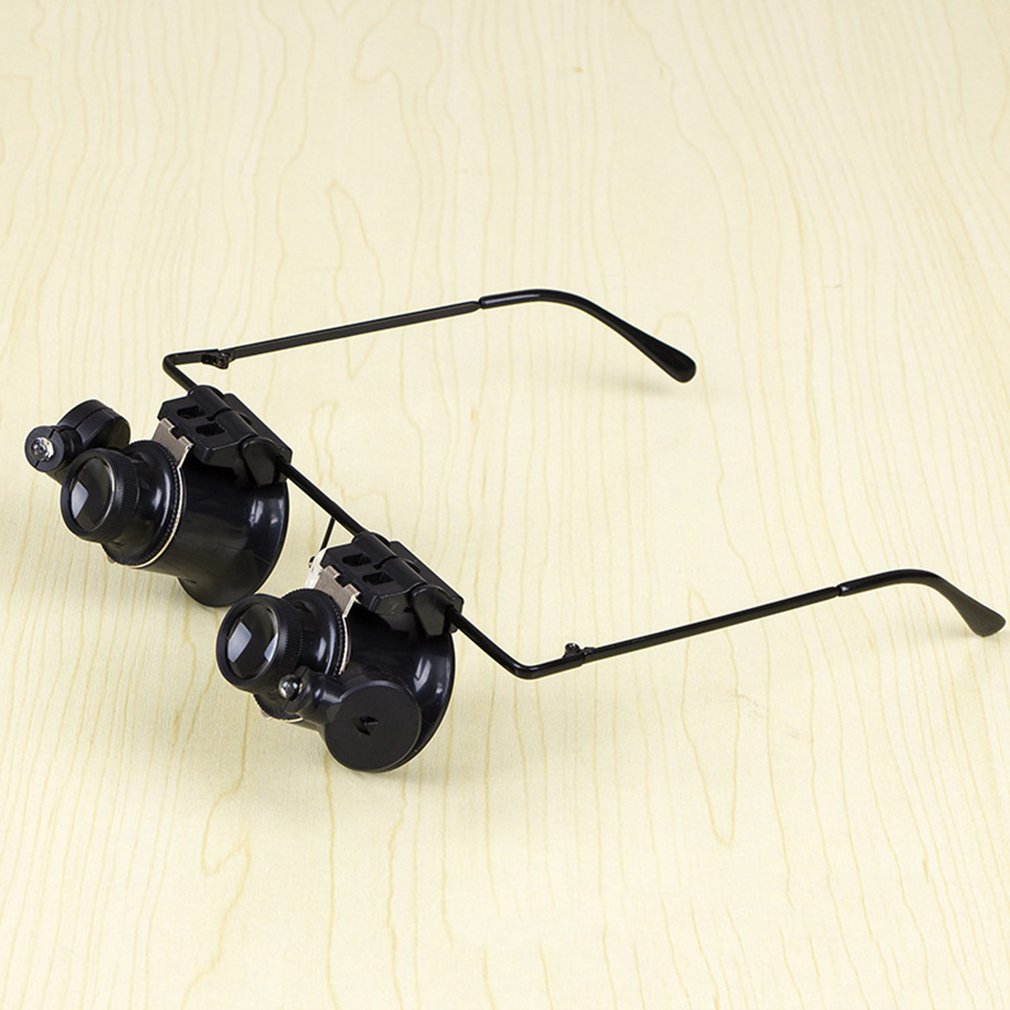 20X Glasses Type Binocular Magnifier Watch Repair Tool with Two LED Lights
