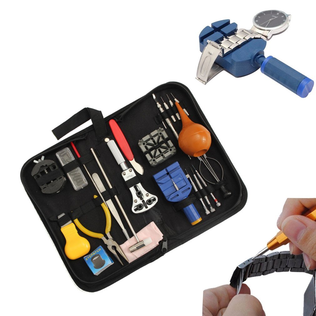 22PCS Watch Repair Tool Kit with Storage Bag Magnifier Case Opening Knife Set