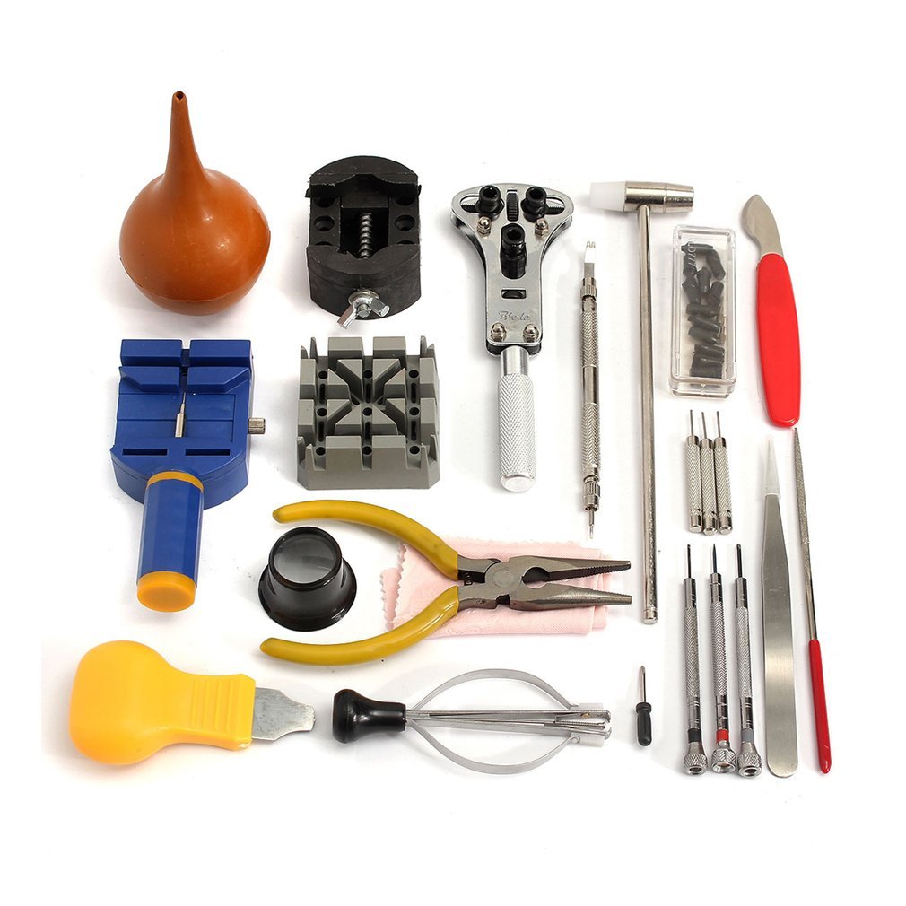 22PCS Watch Repair Tool Kit with Storage Bag Magnifier Case Opening Knife Set