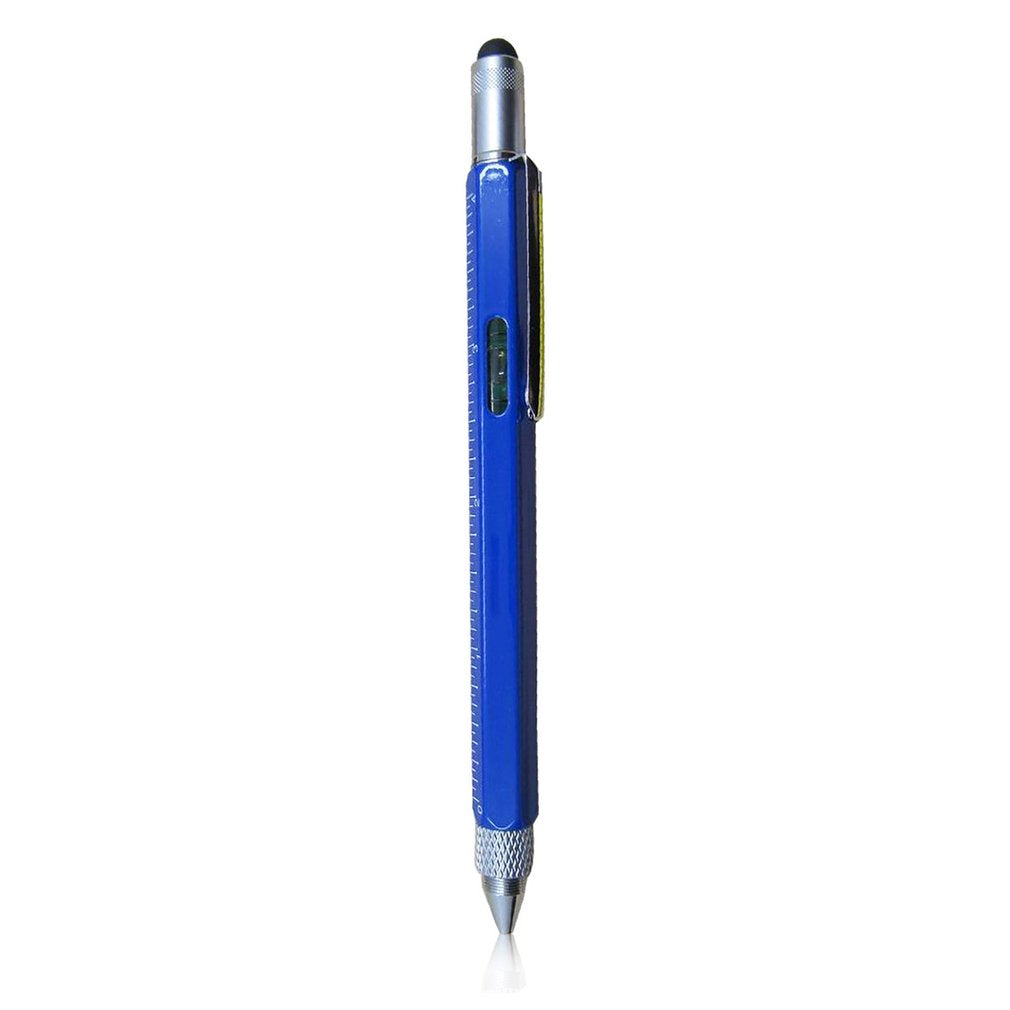 Multi-purpose Ballpoint Pen Screwdriver Stylus Ruler Leveler Scale Pen Tool - Blue