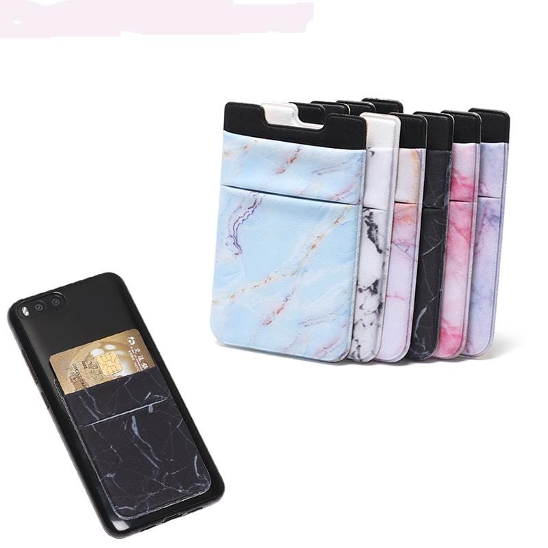 Marble Pattern Road Stretch Phone Back Plastic Card Holder Sticky Phone Clip (White)