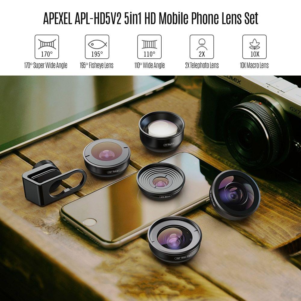Uniqkart APL-HD5V2 5in1 HD Mobile Phone Lens Set- 2X Telephoto