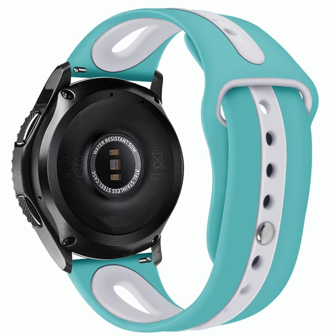 For Samsung Galaxy watch 46mm Two-tone Silicone Open Strap, Style: Type B (Green White)