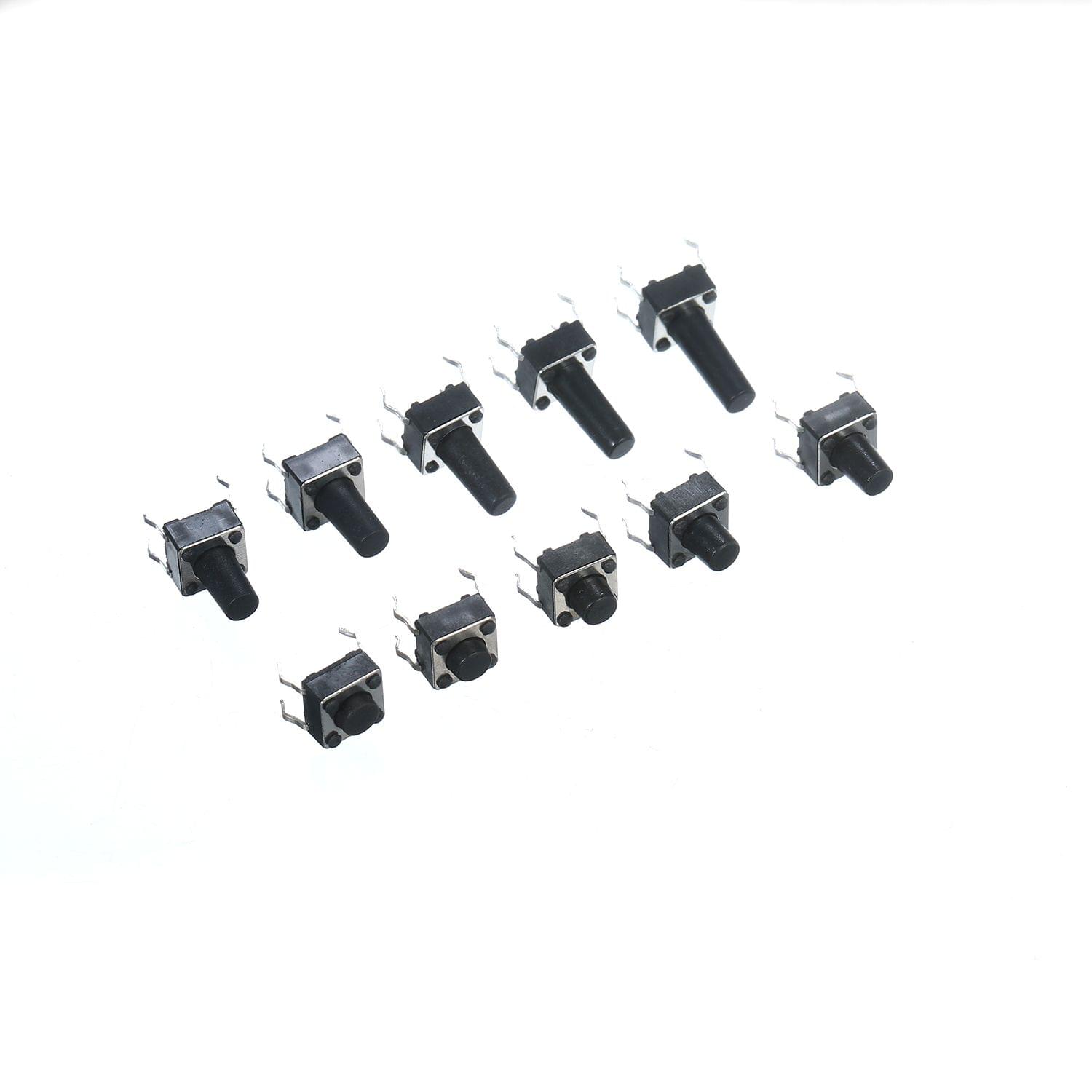 200Pcs 10 Value Tactile Push Button Switch Micro Momentary