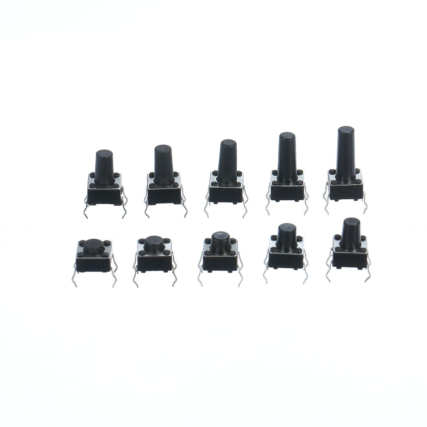 200Pcs 10 Value Tactile Push Button Switch Micro Momentary