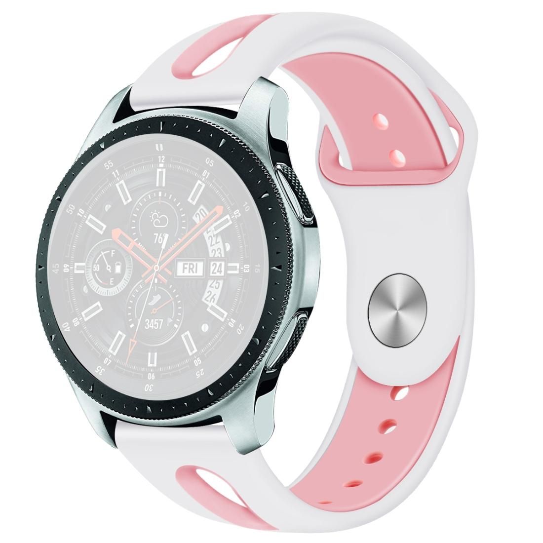 For Samsung Galaxy watch 46mm Two-tone Silicone Open Strap, Style: Type B (Green White)