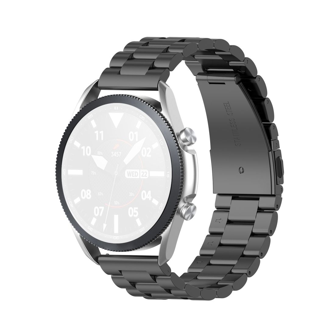 For Galaxy Watch 3 41mm Three Stainless Steel Straps, Size: 20mm (Black)