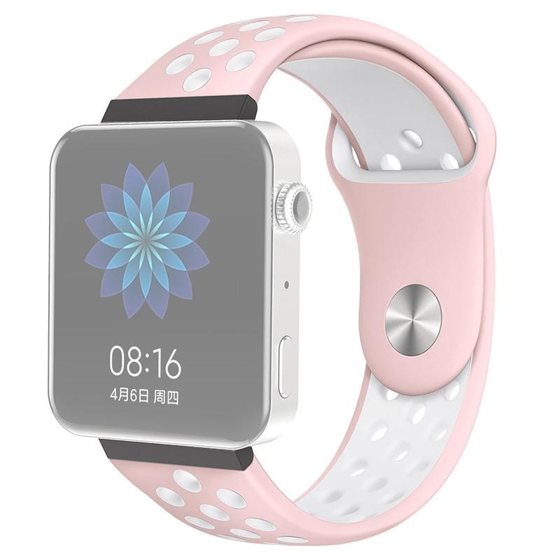 For Xiaomi Smart Watch Standard / Pride Version 18mm Two-color Silicone Replacement Strap Watchband (Pink White)