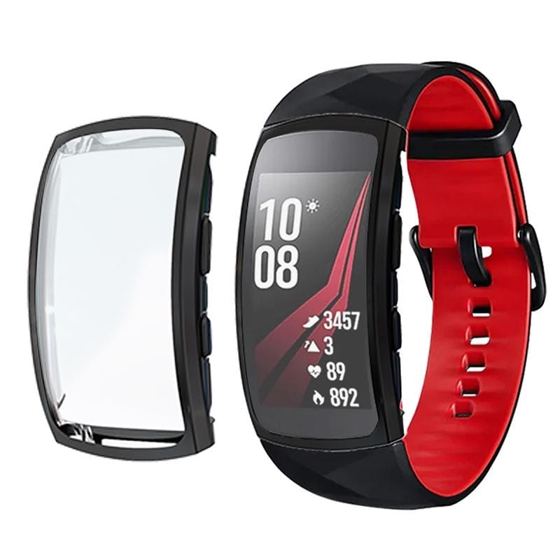 For Samsung Gear Fit 2 Pro Full Coverage Plating TPU Watch Case (Black)