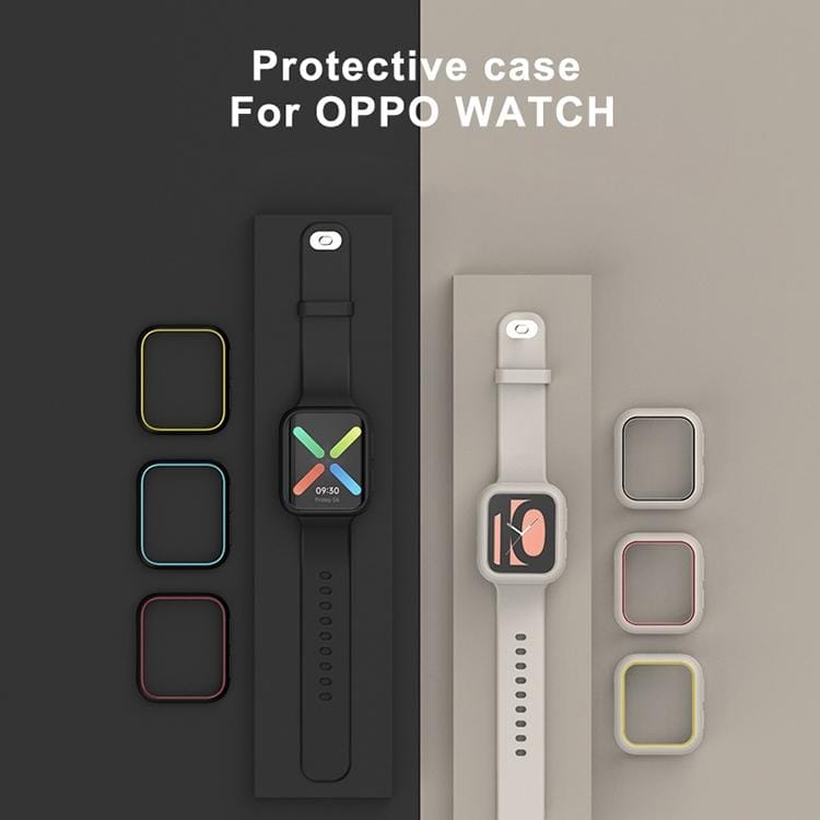 For OPPO Watch 41mm Smart Watch TPU Protective Case, Color:Black+White Luminous Green