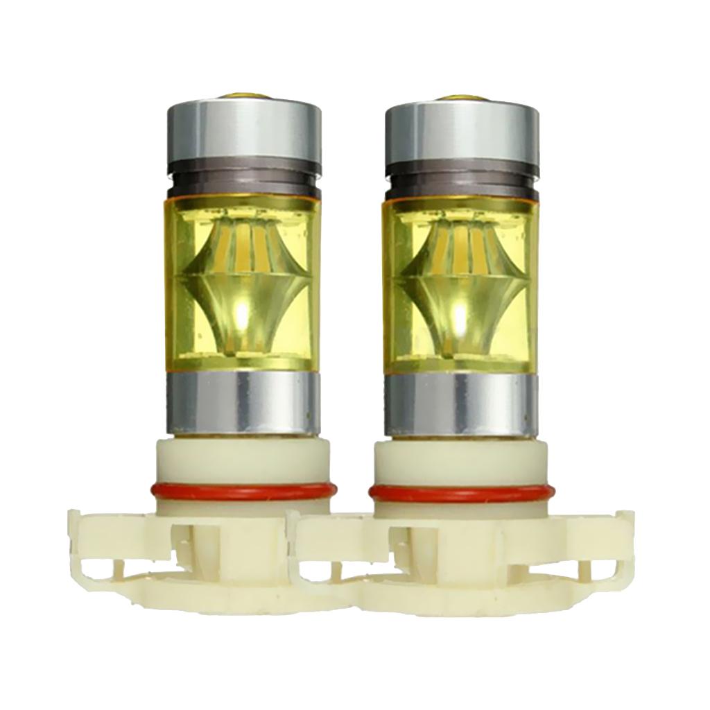 2 Pieces PS24W H16 5202 LED 100W Car Fog Driving DRL Light Bulb 3000K Yellow