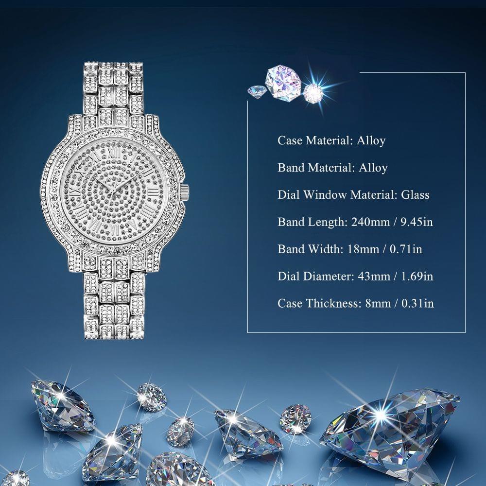 Women Fashion Diamond Alloy Band Quartz Watch Lady Luxury