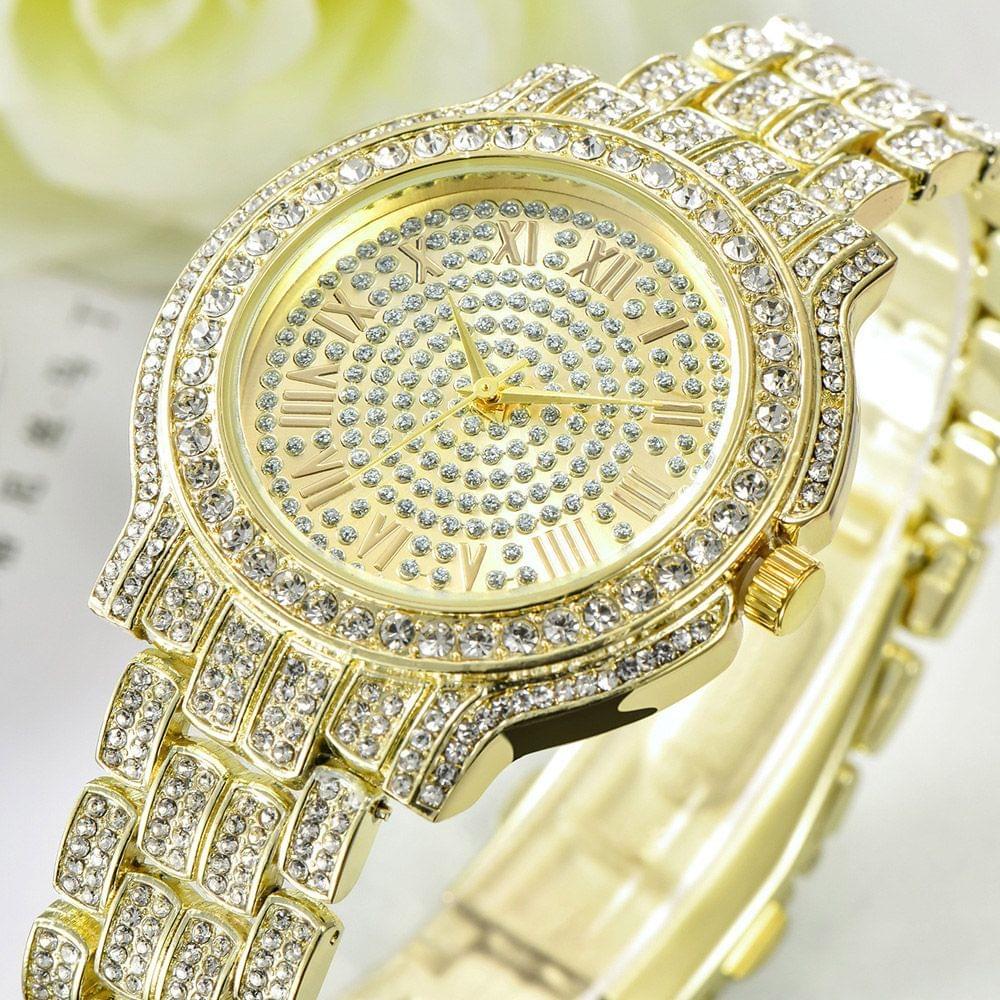 Women Fashion Diamond Alloy Band Quartz Watch Lady Luxury