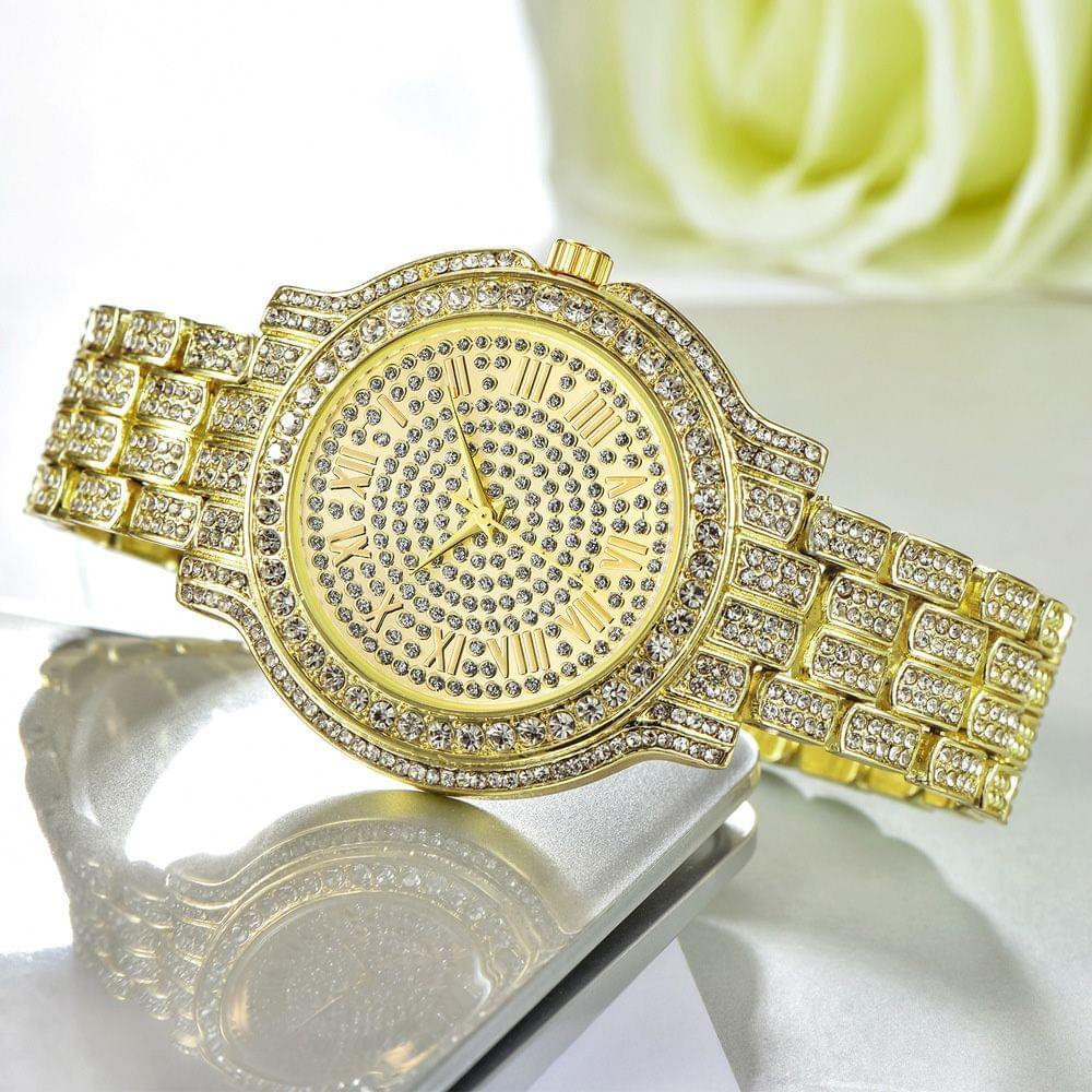 Women Fashion Diamond Alloy Band Quartz Watch Lady Luxury