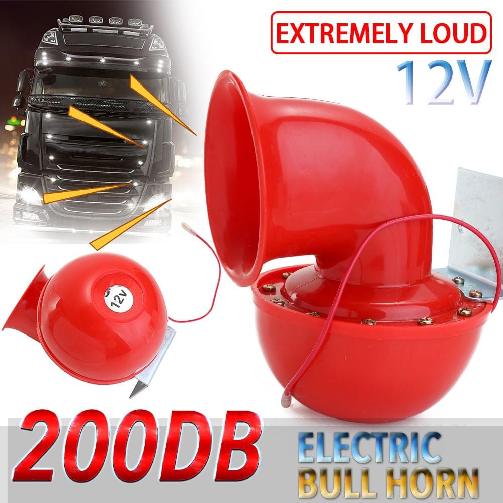 Loud 200DB 12V/24V Red Electric Bull Horn Air Horn Raging