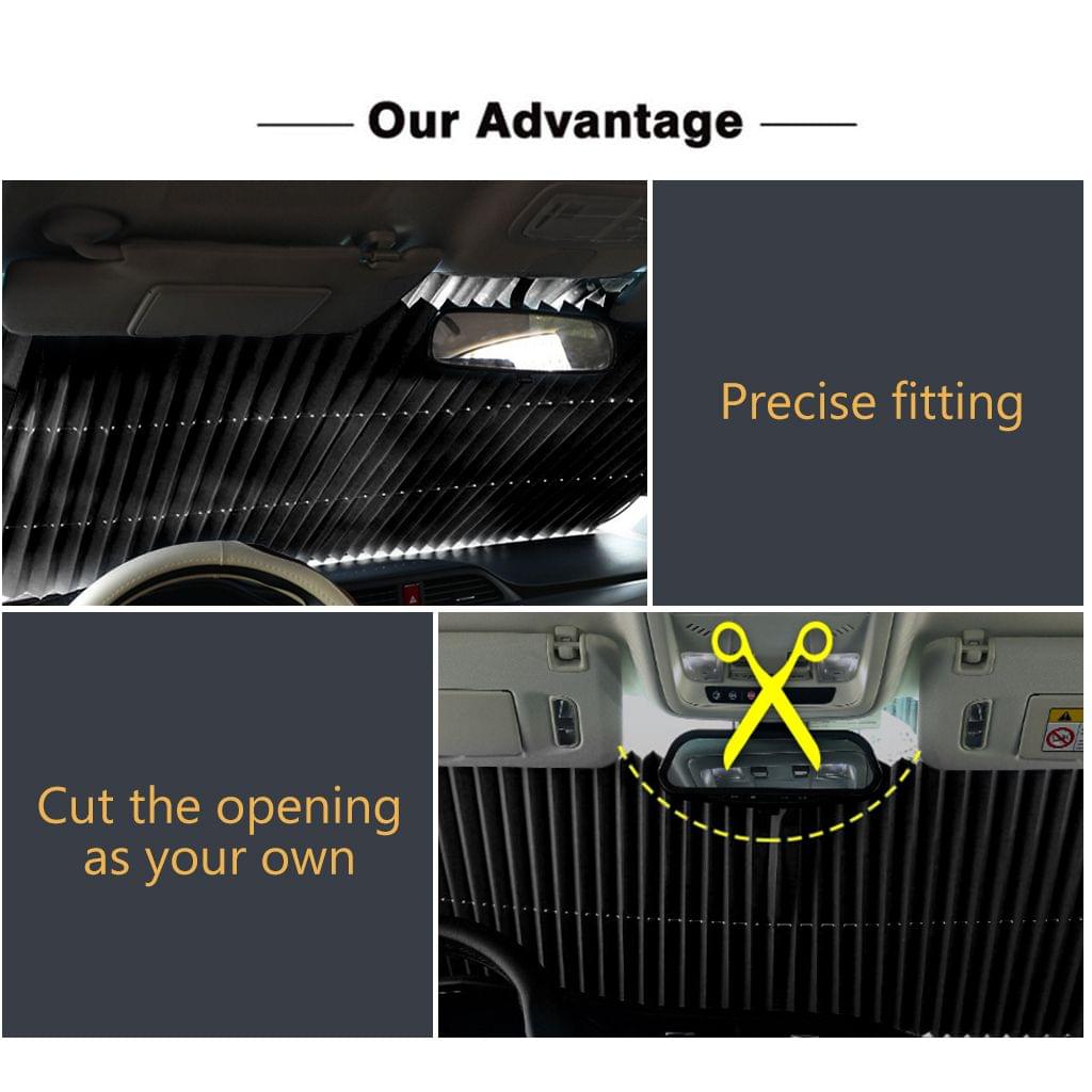 Car Window Sun Shade Retractable Foldable Windshield Cover - Double wire box 700mm