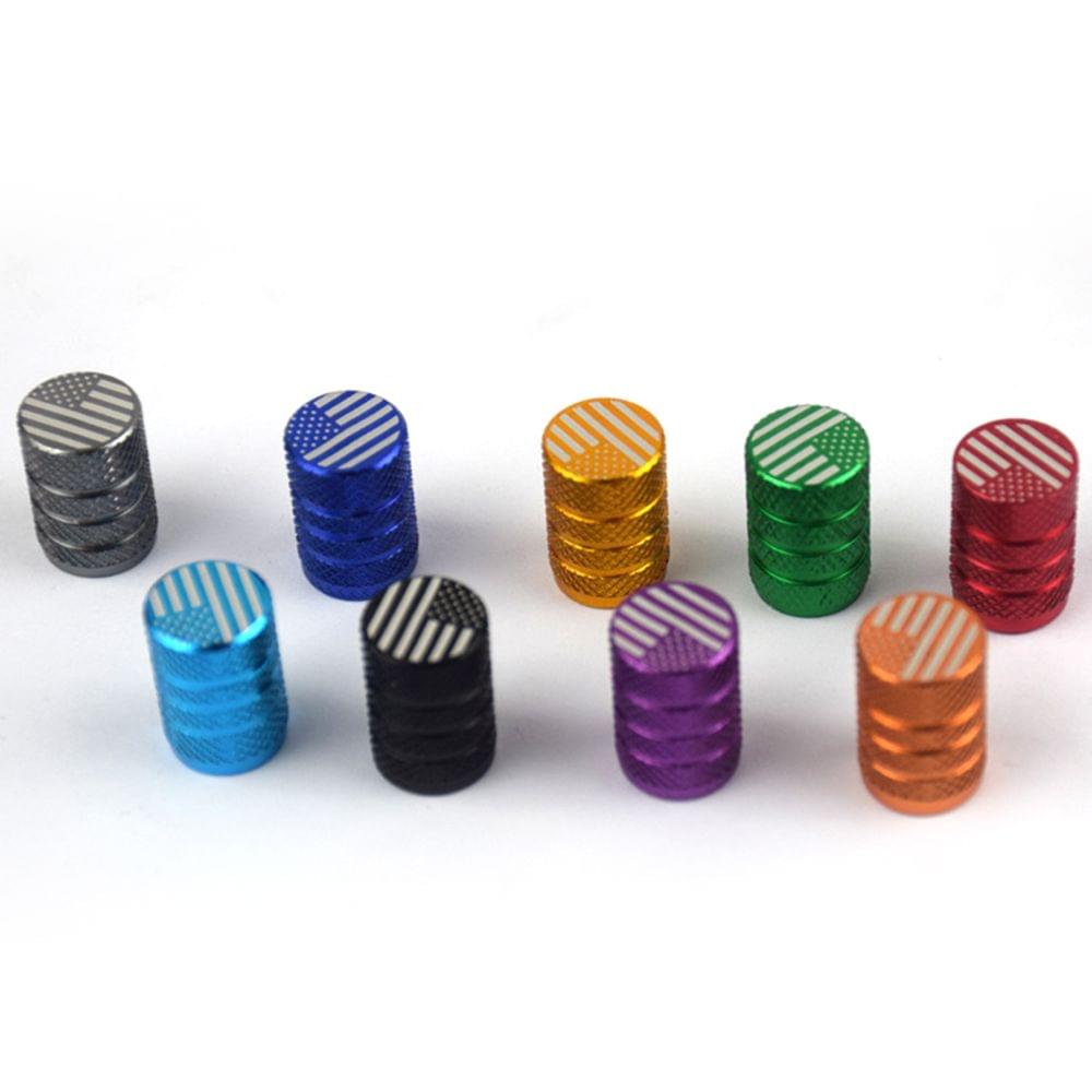 Aluminum Alloy Round Tire Valve Stem Cap American Flag Dust