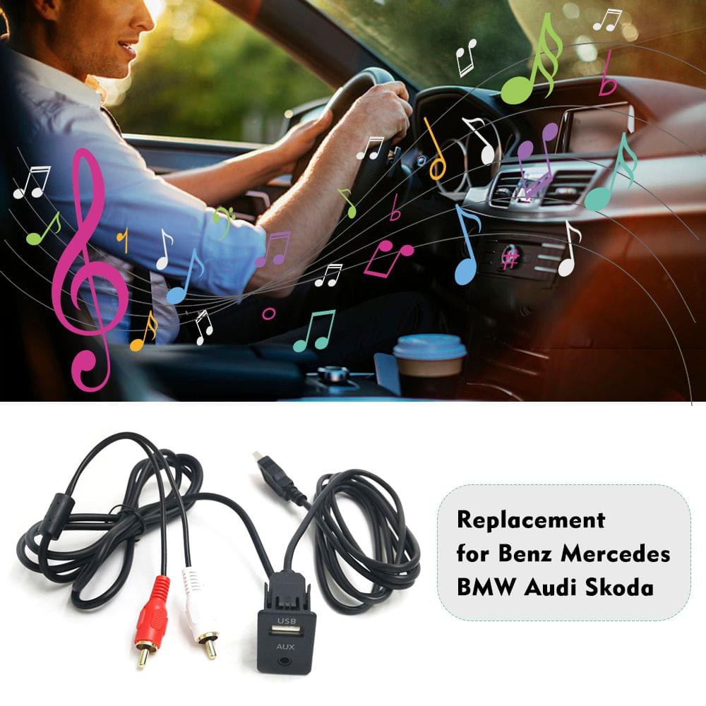 Car AUX USB Audio Adapter Cable 2RCA 100cm Replacement for