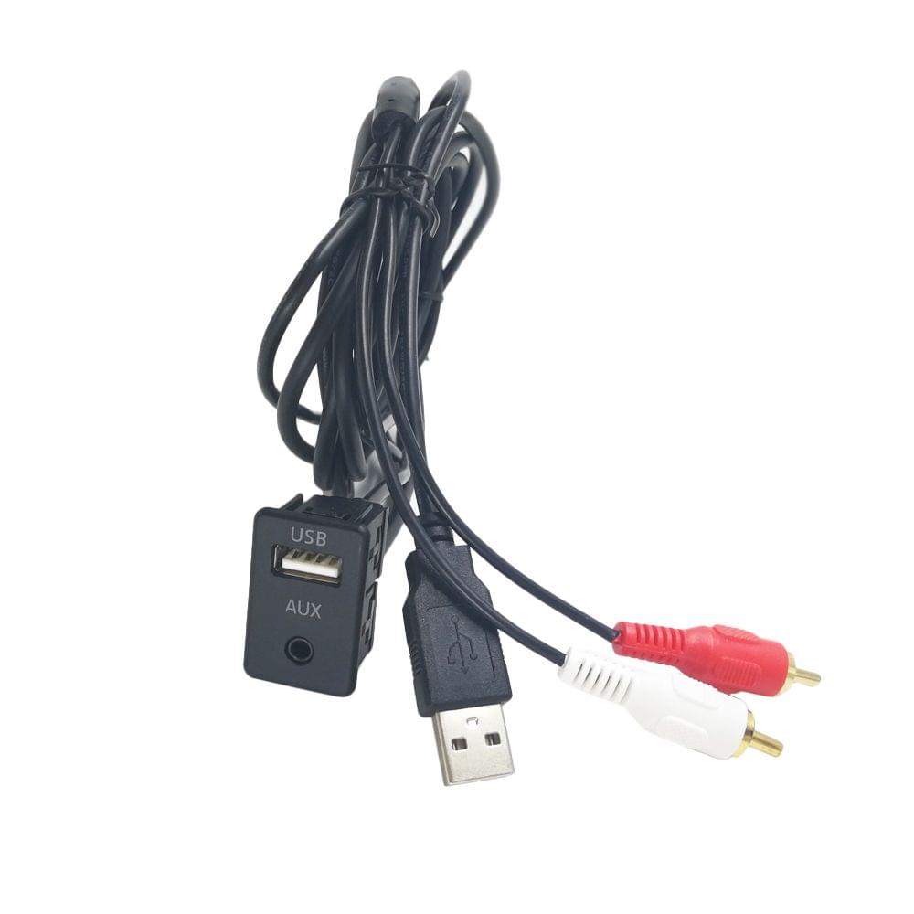 Car AUX USB Audio Adapter Cable 2RCA 100cm Replacement for