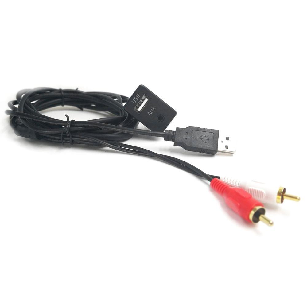 Car AUX USB Audio Adapter Cable 2RCA 100cm Replacement for